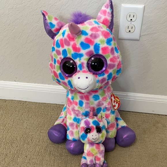 Ty Other - Large and Small Unicorn Beanie Boos🦄